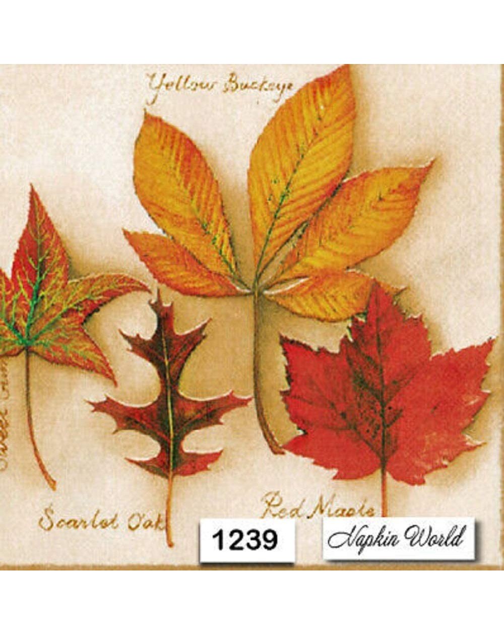 Tableware Two Individual Paper Luncheon Decoupage Napkins - Leaves Autumn Fall - C219DE37A24 $16.16