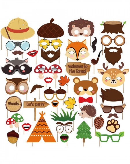Photobooth Props 44Pcs Woodland Animals Photo Booth Props with Stick- Forest Friends Selfie Props- Woodland Creatures Party S...