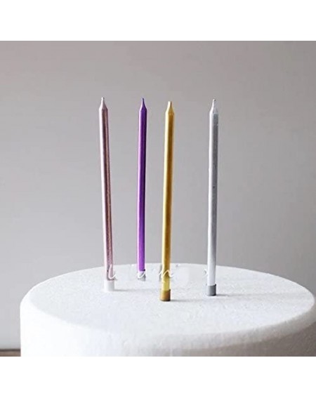 Cake Decorating Supplies 12pcs Party Long Thin Metallic Cake Candles for a Birthday Party- Assorted Colors - C2189OD96RD $10.29