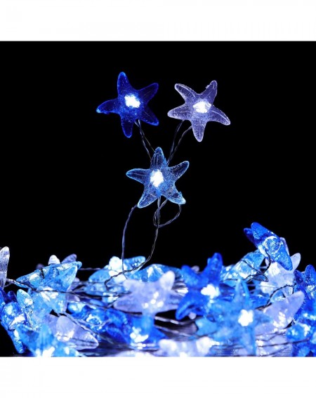 Indoor String Lights Beach Theme Starfish String Lights- 18.7 Ft 40 LED USB Plug-in Silver Copper Wire Beach Theme Fairy Ligh...