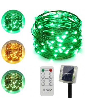 Outdoor String Lights Dual-Color Solar Powered LED String Lights- 33FT 100 LEDs Remote Control Color Changing 8 Modes Copper ...