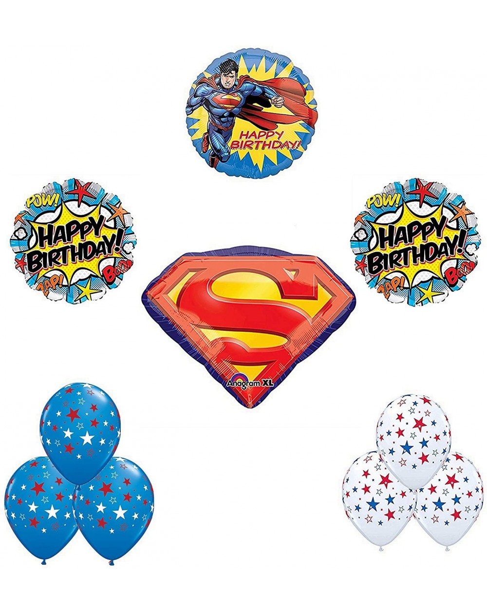 Balloons Superman Party Supplies Happy Birthday Balloon Bouquet Decoration - C519IGS0YOM $39.63
