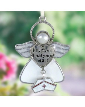 Ornaments Nurse Christmas Ornament with Message Angel with Hat Charm Inscription Nurses Heal Your Heart- Gifts for Nurses - N...