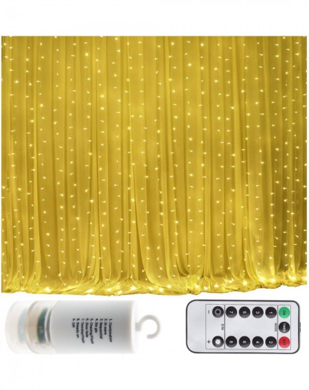 Outdoor String Lights Battery Operated 300 LED Curtain String lights w/ Remote & Timer- Outdoor Curtain Icicle Wall Lights Fo...