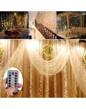 Outdoor String Lights Battery Operated 300 LED Curtain String lights w/ Remote & Timer- Outdoor Curtain Icicle Wall Lights Fo...