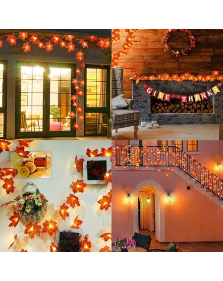 Indoor String Lights 5 Pack Maple Leaves Garland String Lights-Thanksgiving Decorations Fall String Lights with 50 Ft/100 LED...