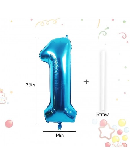 Balloons 40 inch Blue Number 1 Balloon- Big Size Digit Foil Mylar Helium Balloons for Birthday Party Celebration Decoration W...