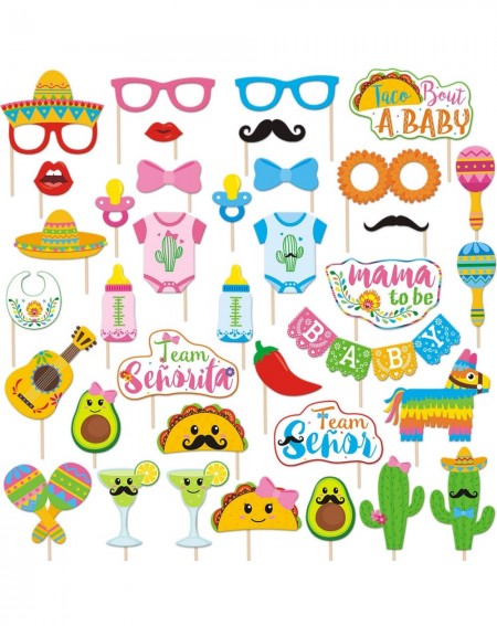 Photobooth Props Mexican Fiesta Baby Shower Paper Photo Booth Props Party Favors Gender Reveal Photo Sign Cactus Taco Boy or ...