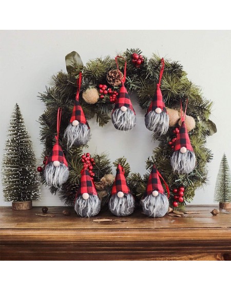 Ornaments Christmas Decorations- 8 Pack 5.5 inches Handmade Plush Tomte Gnome Hanging Decorations- Swedish Scandinavian Santa...