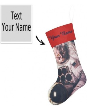 Stockings & Holders Christmas Stocking Custom Personalized Name Text Astronaut Cat for Family Xmas Party Decoration Gift 17.5...
