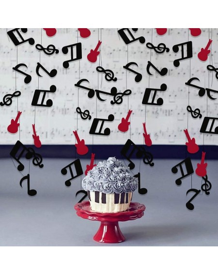 Banners & Garlands Rock and Roll Party Decorations Rock N Roll Theme Party Supplies Red Black Music Note Garland Music Note S...