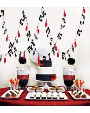 Banners & Garlands Rock and Roll Party Decorations Rock N Roll Theme Party Supplies Red Black Music Note Garland Music Note S...