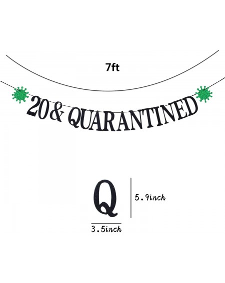 Banners & Garlands Black Glitter 20&Quarantined Banner - Hanging Paper Garlands for Happy 20th Birthday Party Decor/Cheers to...