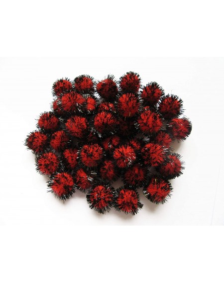 Tissue Pom Poms 200pcs Glitter Tinsel Pom Poms Sparkle Balls-Red/Black(20mm) - Red/Black - C918WW2I7H7 $8.75