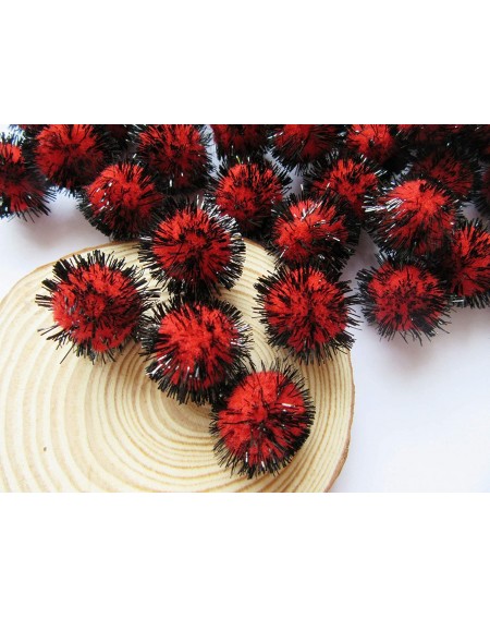 Tissue Pom Poms 200pcs Glitter Tinsel Pom Poms Sparkle Balls-Red/Black(20mm) - Red/Black - C918WW2I7H7 $8.75