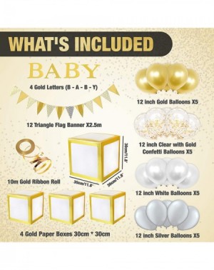 Balloons Baby Boxes with 20 Balloons & Banner for Baby Shower - Gold Baby Shower Decorations Gender Neutral - Gender Reveal P...