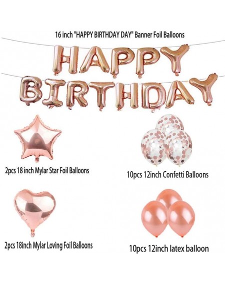Balloons Sweet 17th Birthday Decorations Party Supplies-Rose Gold Number 17 Balloons-17th Foil Mylar Balloons Latex Balloon D...