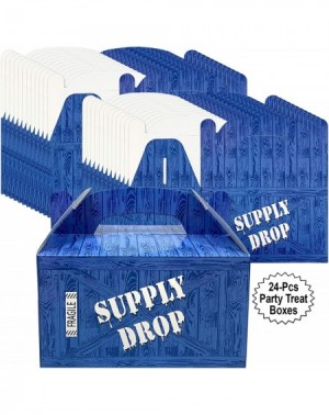 Party Packs Supply Drop Favor Box - 24 Count Party Treat Boxes - Battle Gamers Goodie Loot Drop Box - Blue Crate Party Suppli...