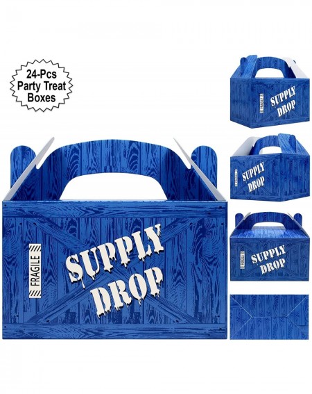 Party Packs Supply Drop Favor Box - 24 Count Party Treat Boxes - Battle Gamers Goodie Loot Drop Box - Blue Crate Party Suppli...