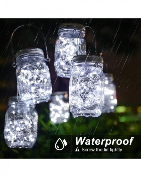 Outdoor String Lights Mason Jar Solar Lights 30 LEDs- 6 Pack Hanging Solar Lights Outdoor- Waterproof Fairy Lights Solar Lant...