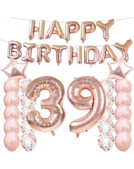 Balloons 39th Birthday Decorations Party Supplies-39th Birthday Balloons Rose Gold-Number 39 Mylar Balloon-Latex Balloon Deco...