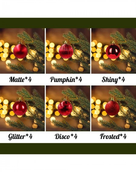Ornaments 24PCS Christmas Ball Ornaments 1.57"- 6 Types Shatterproof Christmas Tree Decorations Hanging for Holiday Wedding P...
