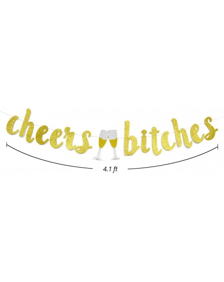 Banners & Garlands Cheers Bitches Gold Glitter Banner- Bachelorette /Engagement /Bridal Shower /21st 30th Birthday Party Deco...