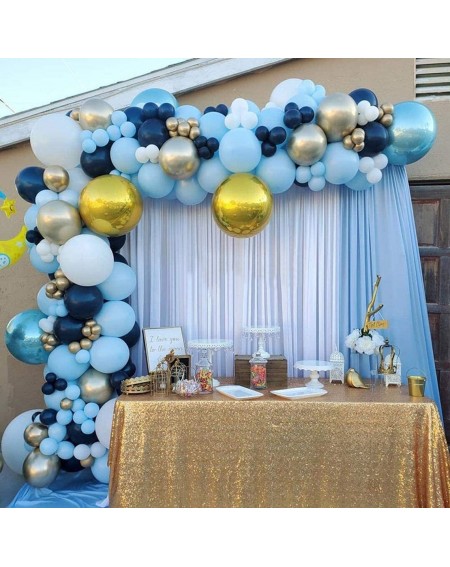 Balloons Royal Blue Balloons Garland Arch Kit-130pcs Blue 4D Chrome Silvery Balloon For Birthday Wedding Baby Shower Decorati...