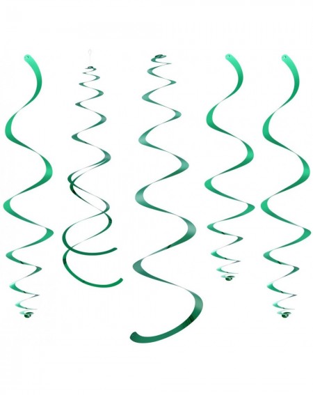 Banners & Garlands Green Party Hanging Swirl Decorations Plastic Streamers for Ceiling- Pack of 28 - Green - C118Q8NH4XY $18.18