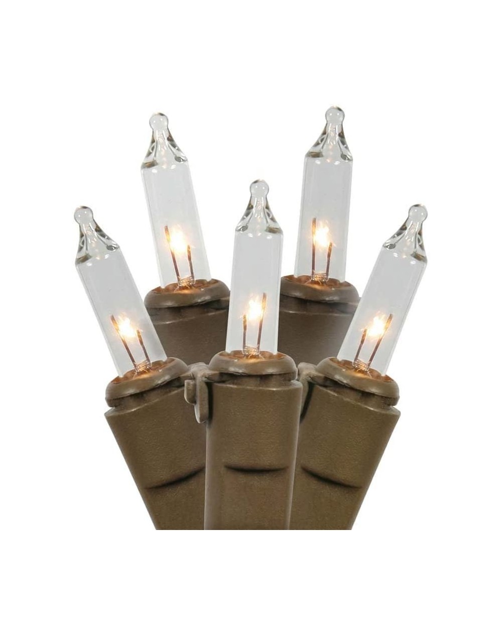 Indoor String Lights W5B1001 100 Light Set Clear Mini-Lights on Brown Wire - Clear - CK115HM8K87 $20.21