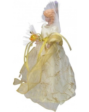 Tree Toppers 12" Ivory and Gold Lighted Angel Christmas Tree Topper - CC126XWR3QT $44.71