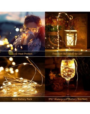 Outdoor String Lights Fairy String Lights- 24 Pack 3.3FT 20 LED Outdoor Fairy Lights Battery Powered Christmas Lights- Silver...