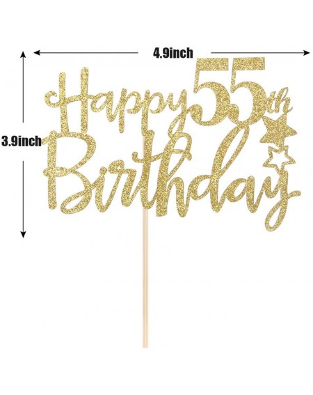 Cake & Cupcake Toppers Gold Glitter Happy 55th Birthday Cake Topper-Hello 55-Cheers to 55 Years-55 & Fabulous Party Decoratio...