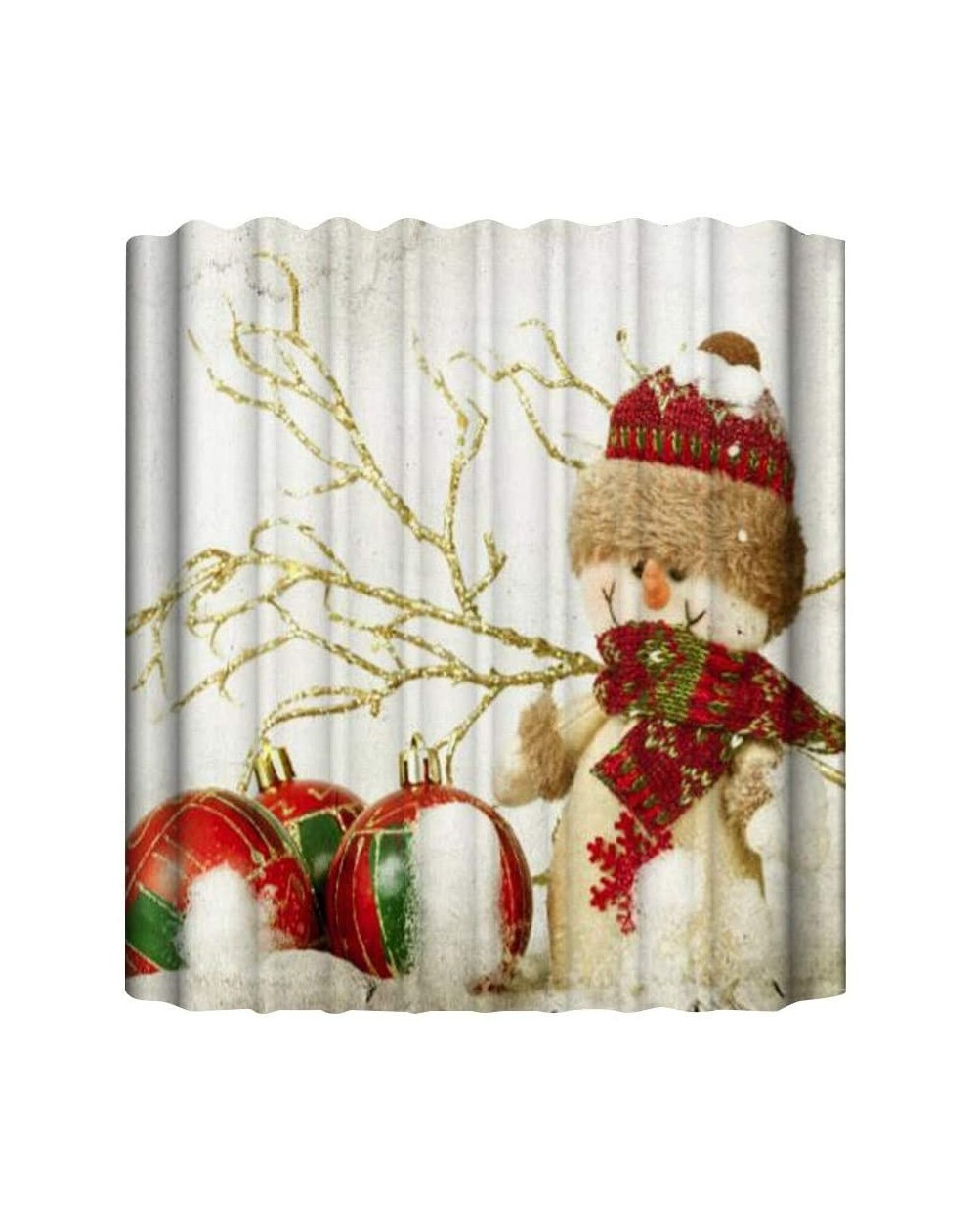 Swags Christmas Decor Non Slip Toilet Polyester Cover Mat Set Bathroom Shower Curtain- Christmas Ornaments Advent Calendar Pi...