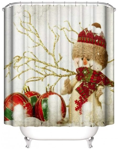 Swags Christmas Decor Non Slip Toilet Polyester Cover Mat Set Bathroom Shower Curtain- Christmas Ornaments Advent Calendar Pi...