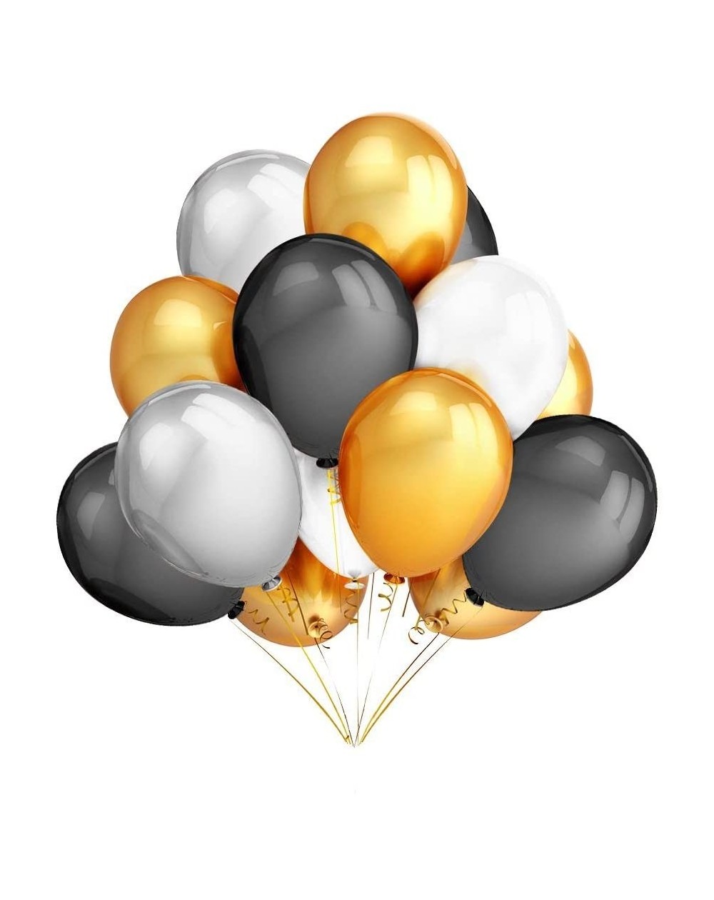 Balloons 12" Gold Black White and Silver Round Latex Balloons for Baby Shower Wedding Birthday Bachelorette Graduation Party ...