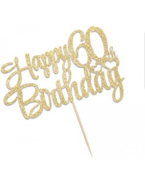 Confetti Golden Glitter 60 Happy Birthday Cake Topper - Birthday Party Decorations Supplies (60) - 60 - C519HQ72D8Q $8.93