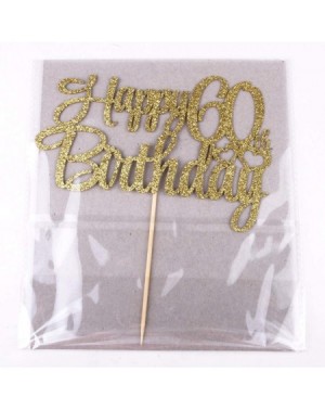 Confetti Golden Glitter 60 Happy Birthday Cake Topper - Birthday Party Decorations Supplies (60) - 60 - C519HQ72D8Q $8.93