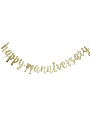 Banners & Garlands Happy Anniversary Banner- Gold Glitter Sign Garlands for Wedding Anniversary Party Bunting Supplies Photo ...
