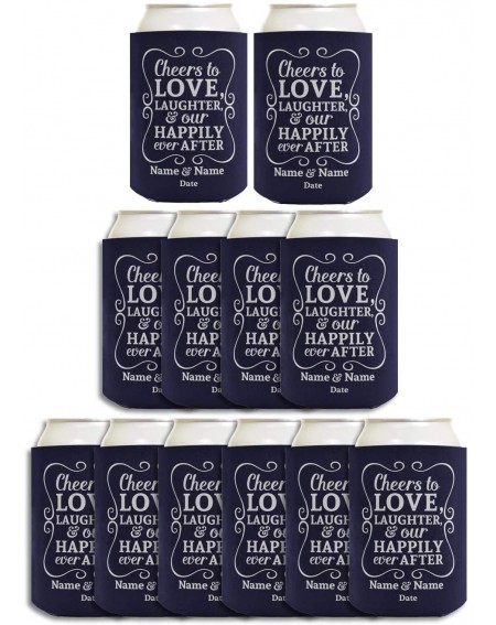 Favors Cheers To Love Custom Names & Date 12-Pack Personalized Can Coolie Drink Coolers Coolies Navy - Navy - CA19I3EG8YL $76.49