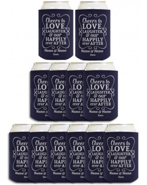 Favors Cheers To Love Custom Names & Date 12-Pack Personalized Can Coolie Drink Coolers Coolies Navy - Navy - CA19I3EG8YL $32.02