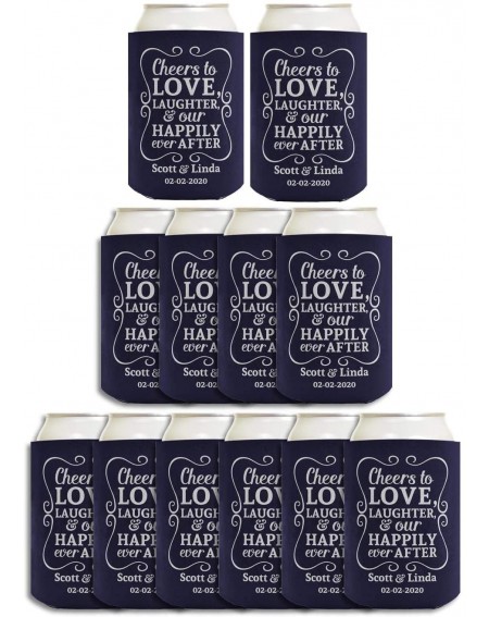 Favors Cheers To Love Custom Names & Date 12-Pack Personalized Can Coolie Drink Coolers Coolies Navy - Navy - CA19I3EG8YL $32.02