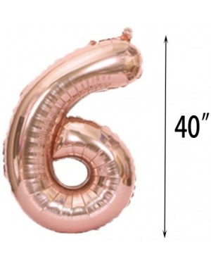 Balloons Sweet 6th Birthday Decorations Party Supplies-Rose Gold Number 6 Balloons-6th Foil Mylar Balloons Latex Balloon Deco...