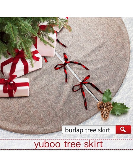 Tree Skirts Buffalo Plaid Christmas Tree Skirt-50" Red and Black Check&Burlap Reversible Farmhouse Tree Mat - Buffalo - CM19K...