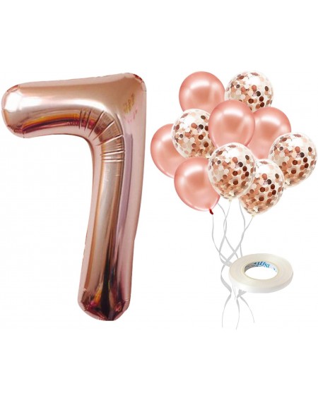 Balloons Rose Gold Number 7 balloon - foil mylar Rose Gold Balloons Party Decorations rose gold party supplies for Engagement...