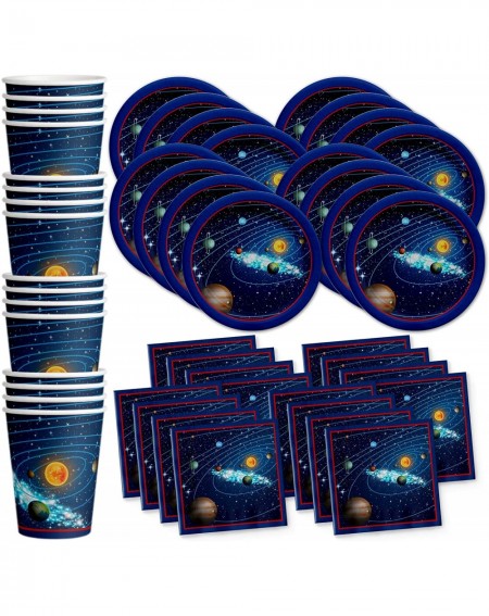Party Packs Solar System Outer Space Birthday Party Supplies Set Plates Napkins Cups Tableware Kit for 16 - CG12BJHOJ5V $11.93