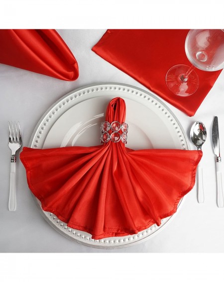 Tableware 10 pcs 20-Inch Red Satin Dinner Napkins - for Wedding Party Reception Events Restaurant Kitchen Home - Red - CJ12N1...