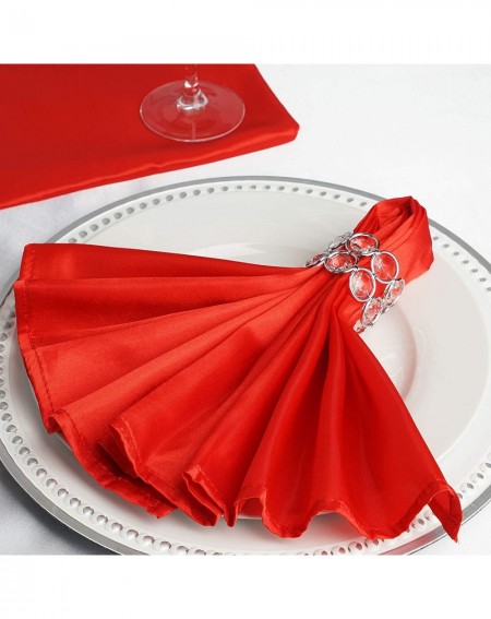 Tableware 10 pcs 20-Inch Red Satin Dinner Napkins - for Wedding Party Reception Events Restaurant Kitchen Home - Red - CJ12N1...