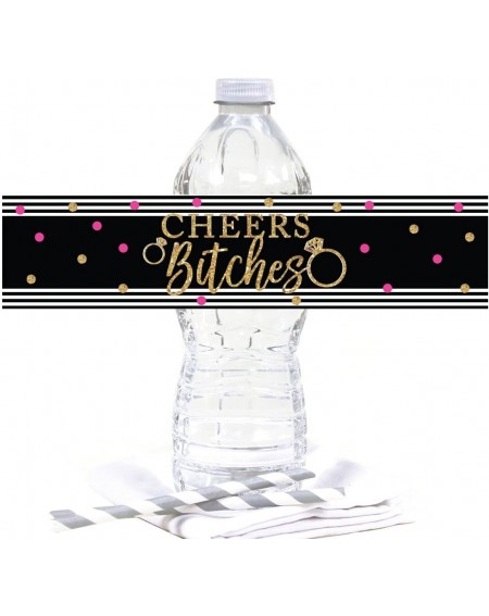Favors Black- White- Hot Pink- Gold Glittering Bachelorette Party Bridal Shower Collection- Water Bottle Labels- 20-Pack - CO...