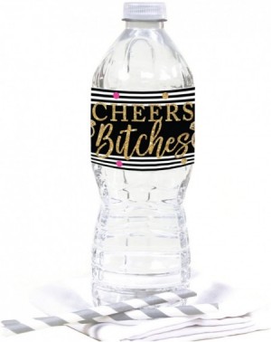Favors Black- White- Hot Pink- Gold Glittering Bachelorette Party Bridal Shower Collection- Water Bottle Labels- 20-Pack - CO...